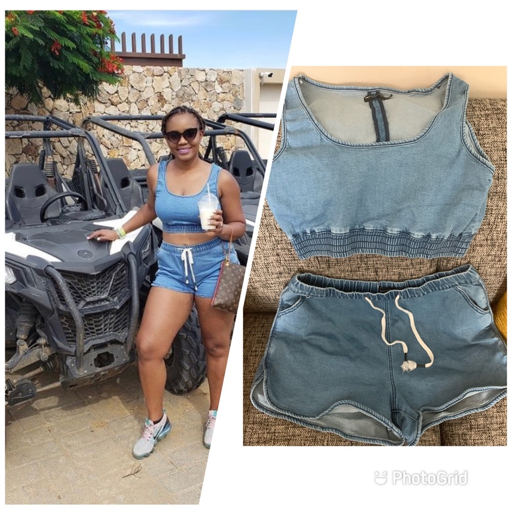 Two piece denim short set